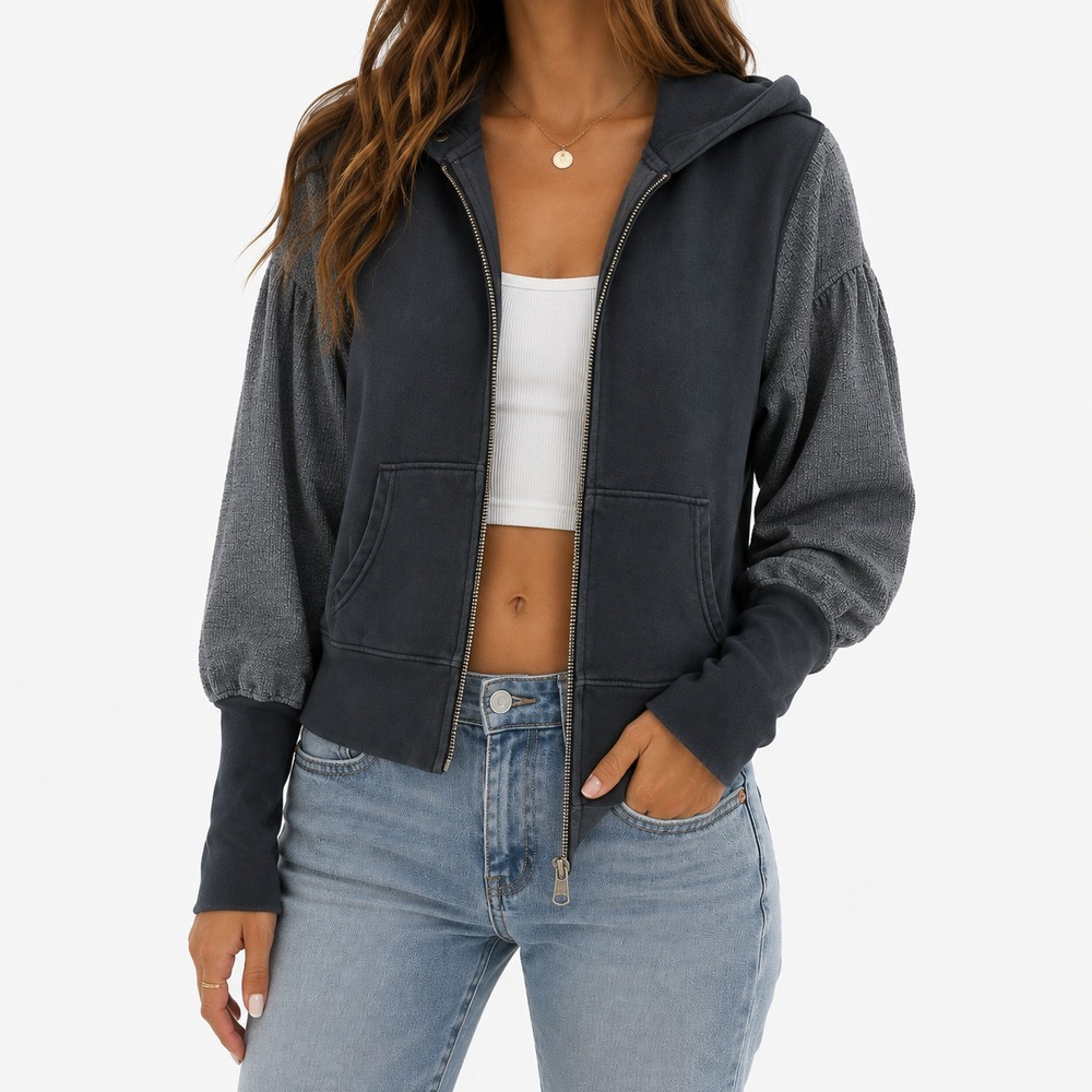 Free People FP Movement High On Life Hoodie Womens M Full Zip Boho Festival